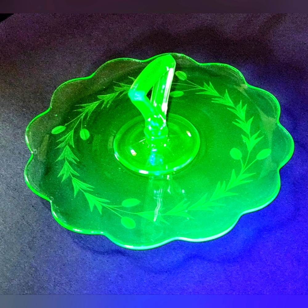 Uranium Glass tidbit tray/dish.